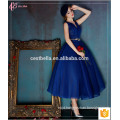 New Arrival Luxury Royal Blue Sleeveless Fashion Woman Party Wear Blue Lace Long Evening Dress